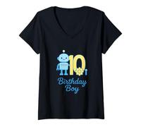 Femme Œuvre d'art Moderne pour garçon d'anniversaire de robotique T-Shirt avec Col en V