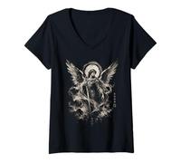 Femme Œuvre d'art Saint Michel Archange T-Shirt avec Col en V
