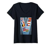 Femme « V » pour la Victoire dans Les Drapeaux alliés (1942-1945) T-Shirt avec Col en V