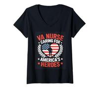 Femme VA Nurse Fiers vétérans Journée des anciens combattants T-Shirt avec Col en V