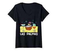 Femme Vacances Amusantes en Espagne à Las Palmas T-Shirt avec Col en V