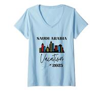 Femme Vacances de voyage en Arabie Saoudite 2025 Arabie Saoudite T-Shirt avec Col en V