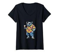 Femme Vacances d'été Cool Rhino T-Shirt avec Col en V