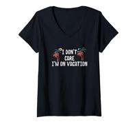 Femme Vacances d'été drôle I Don't Care I'm On Vacation T-Shirt avec Col en V