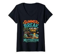Femme Vacances D'Ete Ma Seule Vraie Motivation T-Shirt avec Col en V