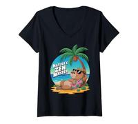 Femme Vacances d'été Tropicales avec Funny Capybara Natures Zen Master T-Shirt avec Col en V
