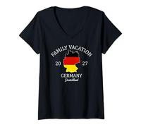 Femme Vacances en famille Allemagne 2027 | Family Travel Squad T-Shirt avec Col en V