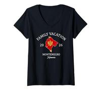 Femme Vacances en famille Monténégro 2026 | Family Travel Squad T-Shirt avec Col en V