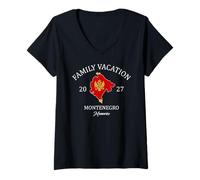 Femme Vacances en famille Monténégro 2027 | Family Travel Squad T-Shirt avec Col en V