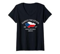 Femme Vacances en famille République tchèque 2027 | Family Travel Squad T-Shirt avec Col en V