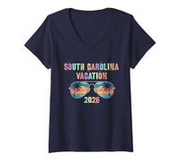 Femme Vacances rétro en Caroline du Sud 2026 Vacay Best Ever Travel T-Shirt avec Col en V