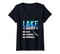 Femme Vacances sur Le lac Gaston Roanoke River Caroline du Nord Virginie T-Shirt avec Col en V