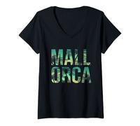 Femme Vacances sur l'île de Majorque Cala Millor El Arenal Beach Palms T-Shirt avec Col en V