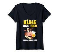 Femme Vache Bierbauer Bauer Vaches T-Shirt avec Col en V