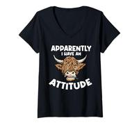 Femme Vache des Highlands - Bovins - Ferme - Élevage bovin Highland T-Shirt avec Col en V