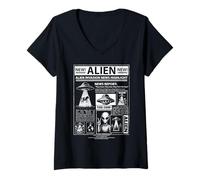 Femme Vache drôle OVNI Invasion Alien News Farmer Journal T-Shirt avec Col en V