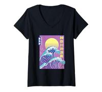Femme Vagues dans L'océan, Vagues;mer T-Shirt avec Col en V