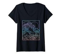 Femme Vagues dans L'océan, Vagues;mer T-Shirt avec Col en V