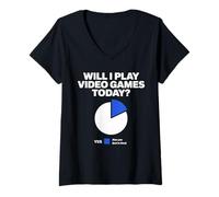 Femme Vais-Je Jouer aux Jeux vidéo Aujourd'hui ? Conception de Diagramme Circulaire Amusant T-Shirt avec Col en V