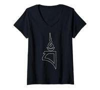 Femme Vajrayogini Buddhist Meditation Dharma Tibet BAM Yoga Symbol T-Shirt avec Col en V