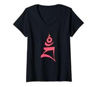 Femme Vajrayogini Buddhist Meditation Dharma Tibet BAM Yoga Symbol T-Shirt avec Col en V