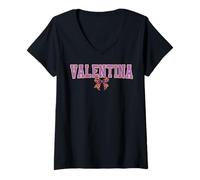 Femme Valentina Leopard Bow Trendy Name Design for Women and Girls T-Shirt avec Col en V