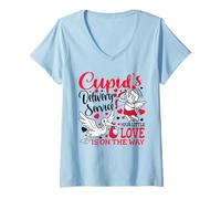 Femme Valentine Travail Livraison Infirmière Cupidon Service Funny T-Shirt avec Col en V