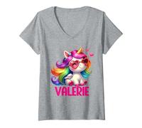 Femme Valerie Nom de Licorne Personnalisé T-Shirt avec Col en V