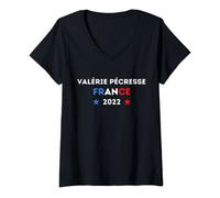 Femme Valérie Pécresse Presidente France Élections 2022 Vote T-Shirt avec Col en V