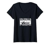 Femme Valhalla vous appelle cool Viking & Walhalla Design T-Shirt avec Col en V