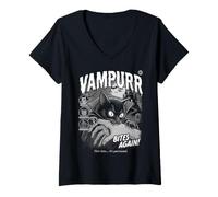 Femme Vampurr Bites Again Catula Chat Vampire Amusant d'halloween T-Shirt avec Col en V