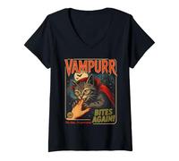 Femme Vampurr Bites Again, Cette Fois, C'est Halloween, Un Chat purronal T-Shirt avec Col en V