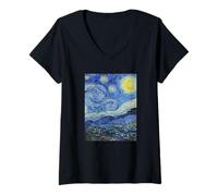 Femme Van Gogh Starry Night Art pour Artistes T-Shirt avec Col en V