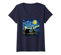 Femme Van Gogh Starry Night Scooter Moped Owner T-Shirt avec Col en V