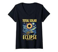 Femme Van Gogh Starry Night Total Solar Eclipse Cruise Spain 2026 T-Shirt avec Col en V