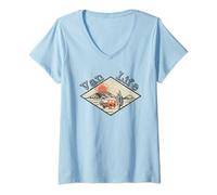 Femme Van Life Van Life - Camper van vintage vieilli rétro Vanlife T-Shirt avec Col en V