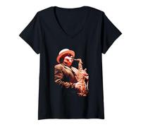 Femme Van Morrison Singer, saxophoniste au St David's Hall de Cardiff T-Shirt avec Col en V