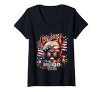 Femme Vance Rubio 2028 pour Le président Bouledogue français Patriotique T-Shirt avec Col en V