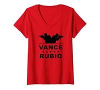 Femme Vance & Rubio USA Soldiers Graphic (Red) T-Shirt avec Col en V