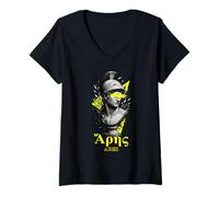 Femme Vaporwave Ares Mythologie Grecque Antique Graffiti Déesse T-Shirt avec Col en V