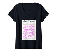 Femme Vas-tu manger ce cornichon ? C'est drôle ? T-Shirt avec Col en V