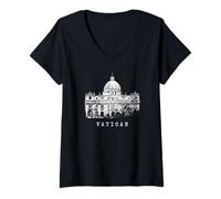 Femme Vatican Basilique Saint-Pierre Vintage Cité du Vatican Rom T-Shirt avec Col en V
