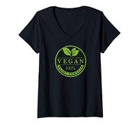 Femme Vegan, Plant Powered Conception de logo vert, Vegan T-Shirt avec Col en V