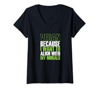 Femme Vegan s'aligne avec ma Morale T-Shirt avec Col en V