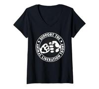 Femme Vegan Support Animal Liberation Front Amoureux des Animaux T-Shirt avec Col en V
