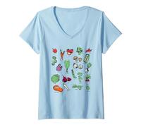 Femme Vegetable Field Guide Modern Illustrated Garden Veggies T-Shirt avec Col en V