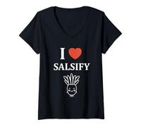 Femme Vegetable Salsify Funny Food Simple i Love Salsify T-Shirt avec Col en V