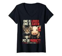 Femme Végétalien Spécialisme Véganisme Droits des Animaux Libération Animale Vegan T-Shirt avec Col en V