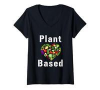 Femme Végétarien à Base de Plantes T-Shirt avec Col en V