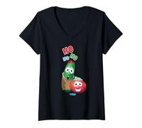 Femme VeggieTales Ho Ho Ho Larry The Cucumber & Bob The Tomato T-Shirt avec Col en V